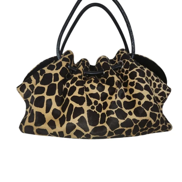 Faux Fur Leopard Print duffle Bag, With Soft Magnetic Snap Closure. NO BRAND. - Picture 2 of 6